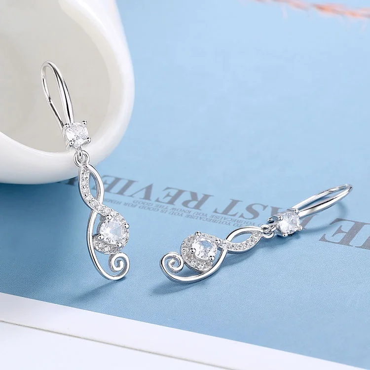 Wholesale Exotic Fish Hook Drop Earrings in Real Silver 925 Dangle Earrings for Women