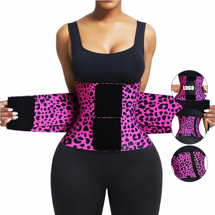 Custom Logo Leopard Print High Compression Elasticity Waist Trimmer Belt Women Fitness Back Support Slimming Belt