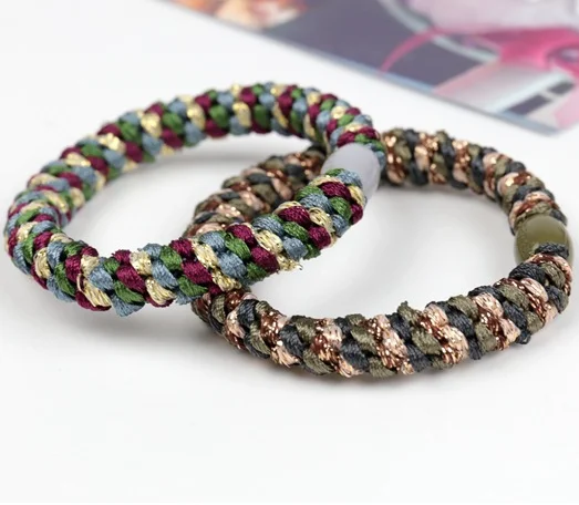 Hot Popular Thick Hair Stretchy Elastic Hair Tie Holder With Bead for Women and Girls