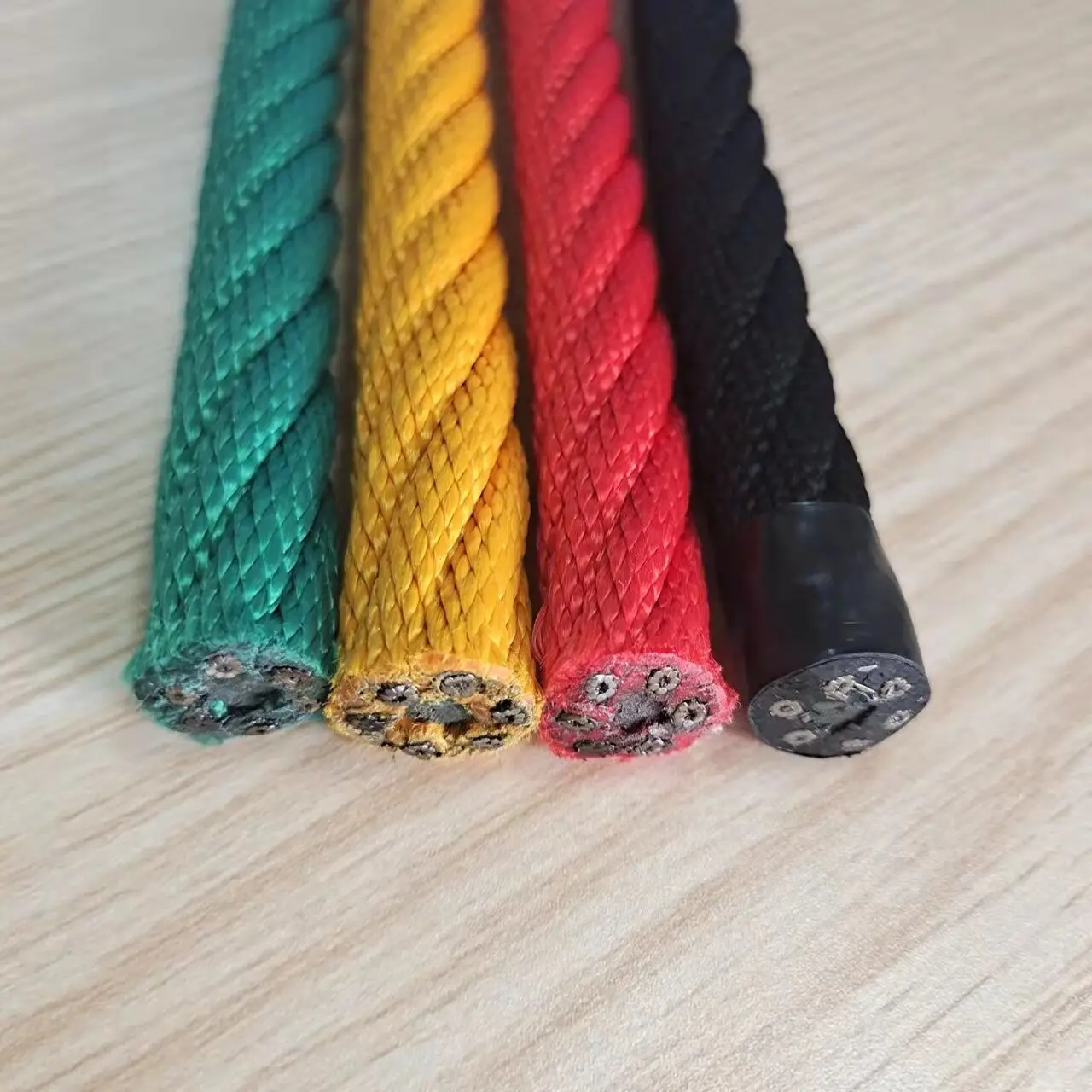 Colored Polyester Playground Combination Rope 6 Strand 16mm Kids Climbing Cargo Net Rope