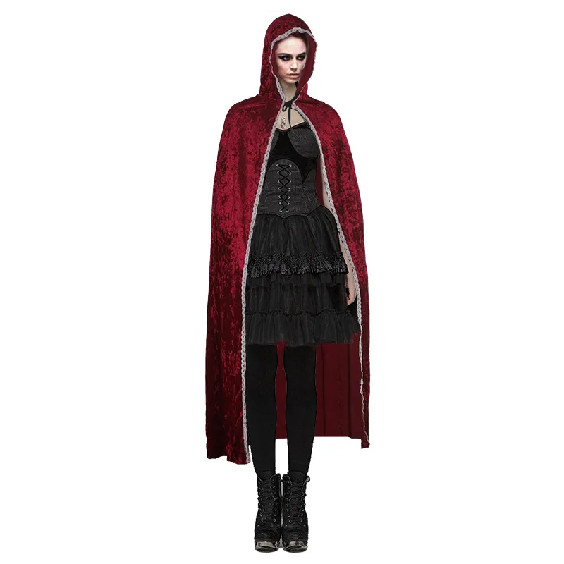 Regal Red Queen Magic Cape Halloween Ball Cospaly Witch Vampire Halloween Costumes for Adults Women Men Family 1 Piece Tops