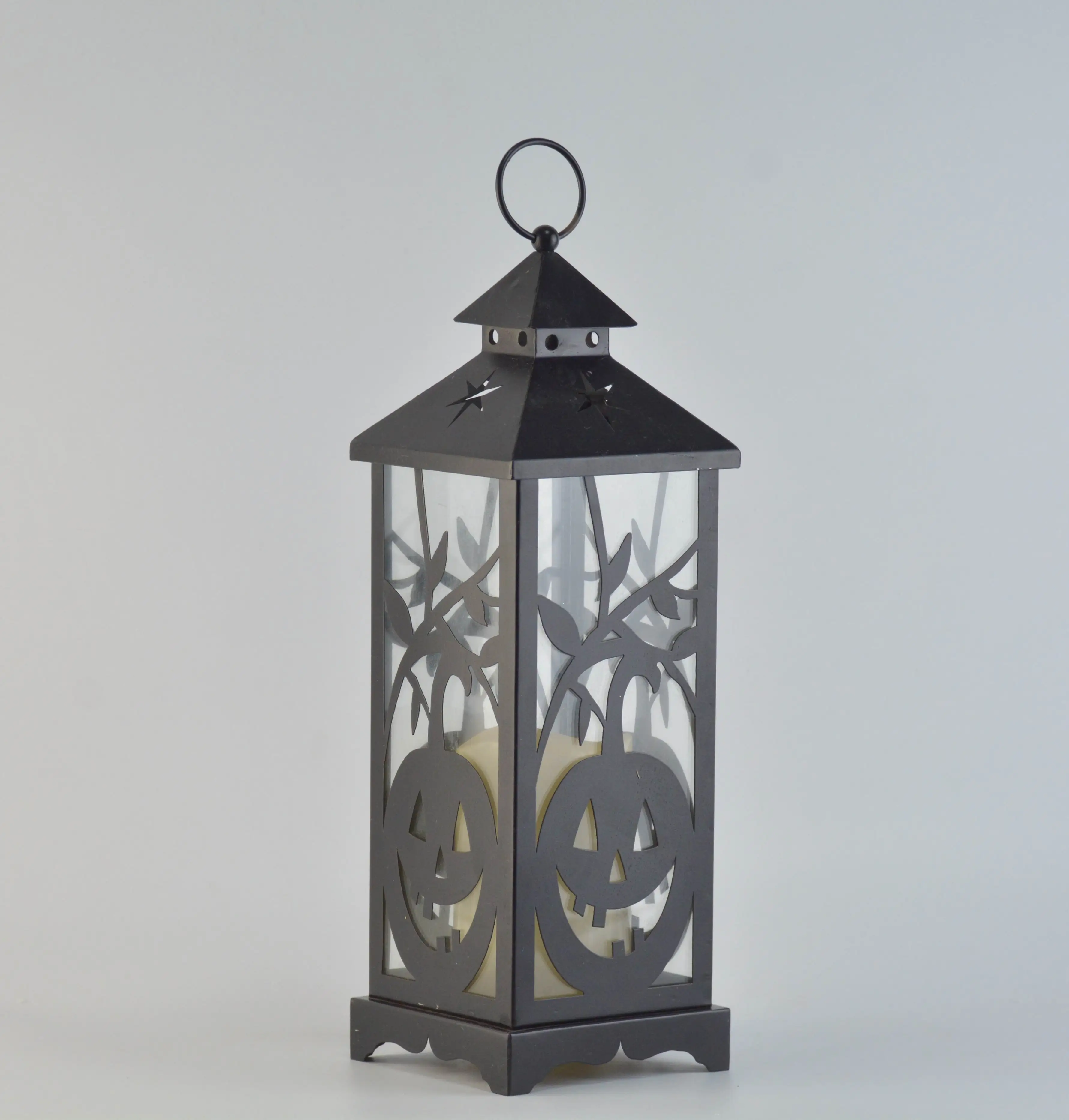 Wholesale Metal And Glass Planter For Indoor And Outdoor Candle Glass Candle Holder Halloween Metal Lantern