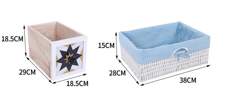 Antique Vintage Wood Cabinet wood frame rattan basket drawer composite home pine wood furniture