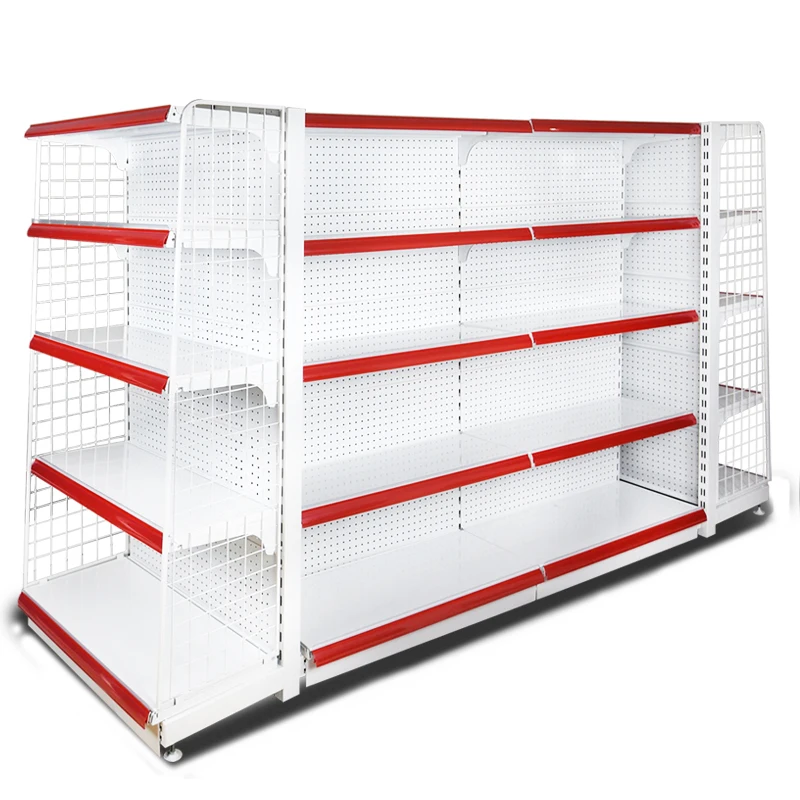 Supermarket shelf net-a-porterdiscount store grocery display rack steel wood can be customized