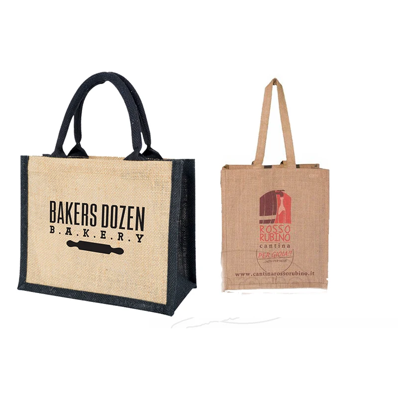 
 Пользовательские недорогие многофункциональные рекламные джутовые пакеты с ручкой для большого количества  