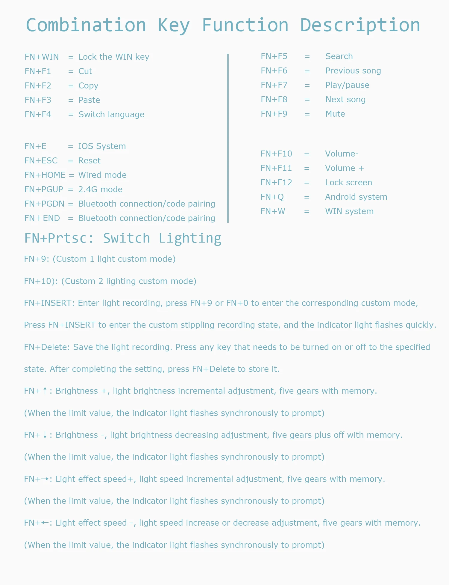 AJAZZ K840T 84 Keys Wireless Type-C Keyboard Gaming LED Wired Keyboard Usb Custom Keyboards Mini