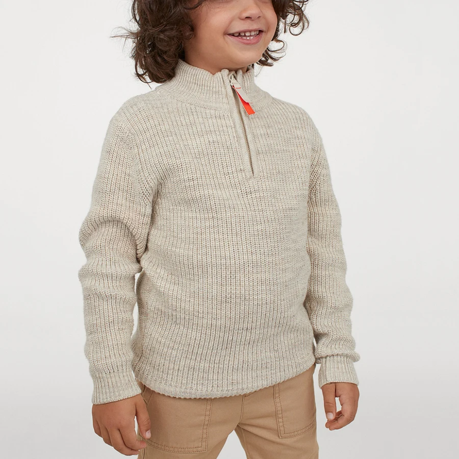 
Hot sale children sweater zipper half high collar boy warm sweater 