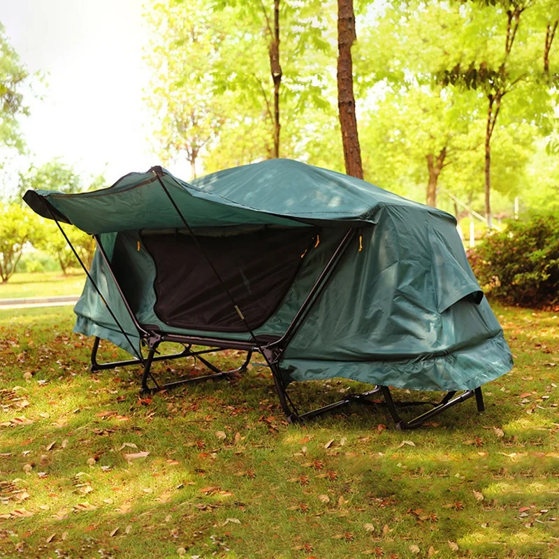 Outdoor Thickened Oxford Off Ground Tent Outdoor 1-2 Person Double-layer Camping Fishing Cot Tent with Bed