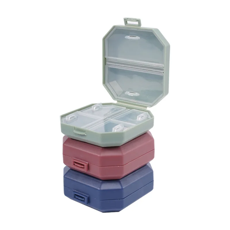 wholesale customize red blue green Plastic 6 Compartments Portable Pill Storage Box