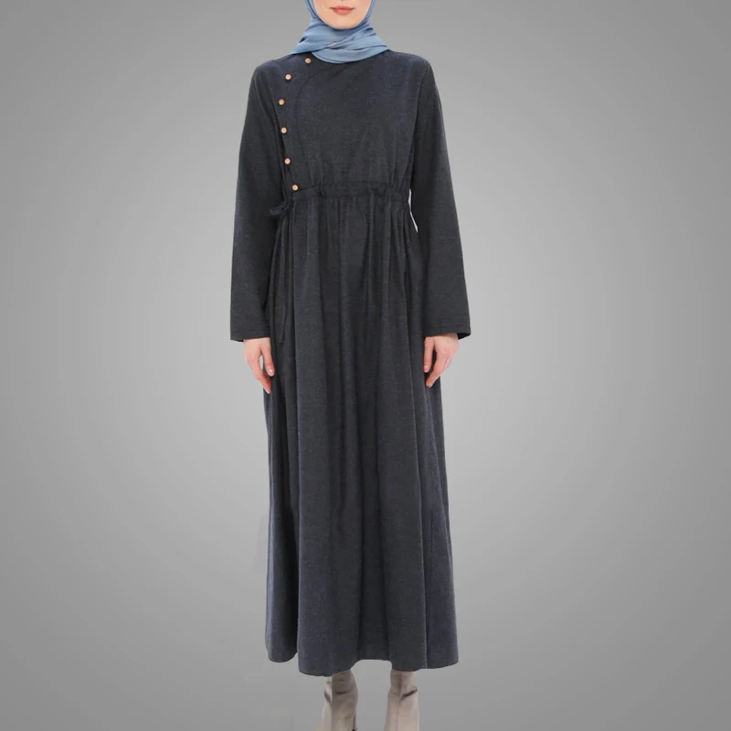 New Hot Sale Female Islamic Clothing High End Long Sleeve Elastic Waist Indonesia Kaftan Dress Casual Muslim Abaya Online