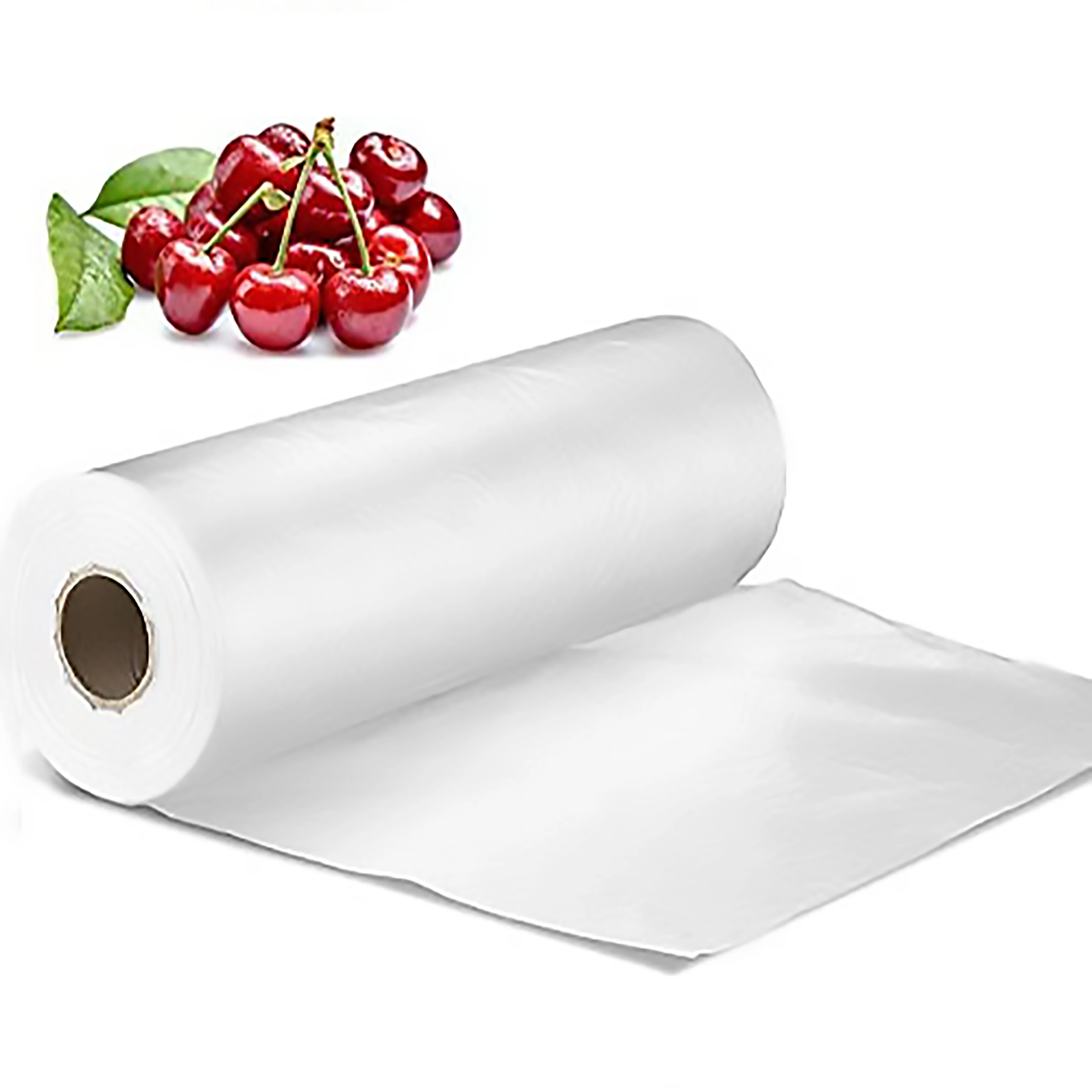 Food storage roll bags,  transparent produce bag on a roll,  bread and grocery disposable plastic roll bag