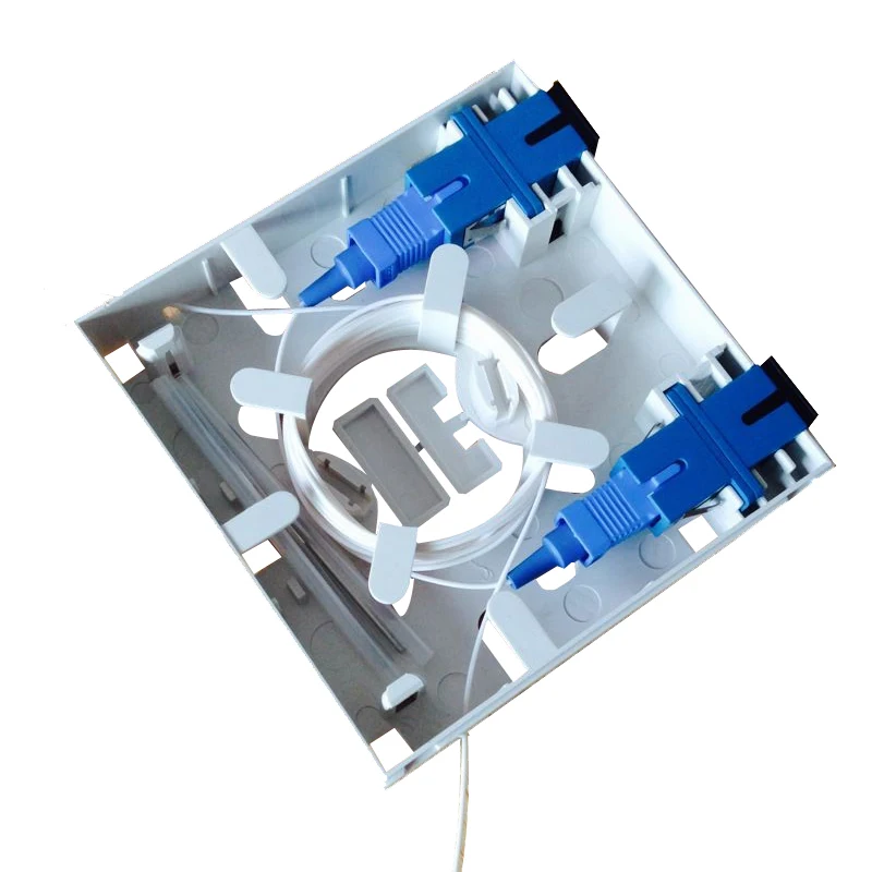 2 Ports Fiber Optic Termination Box Panel FTTH Wall Outlet with SC Adapter