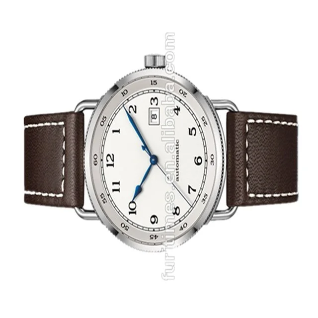 Pilot men watch with wire lug,ETA automatic movement,Italy genuine leather straps watch for man