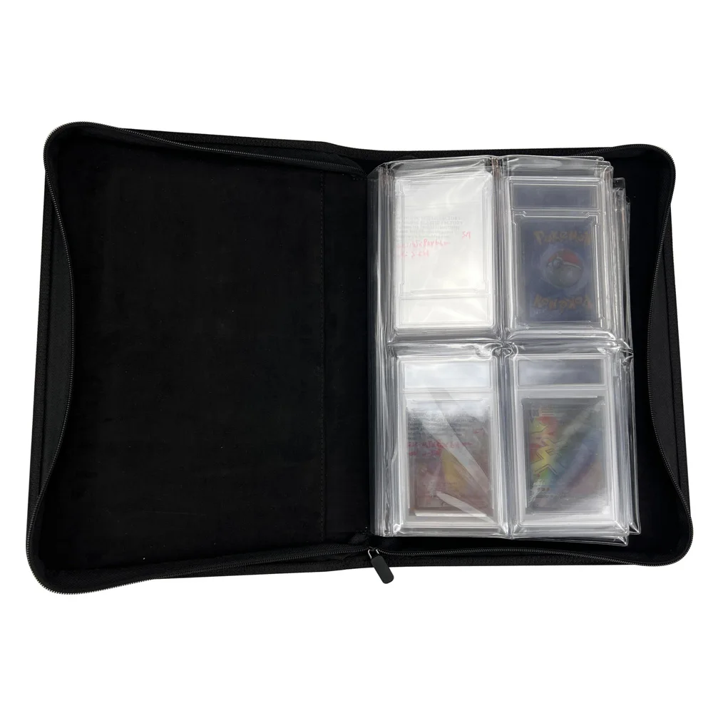 custom logo TCG MTG yugioh jumbo leather premium sports baseball poke mon CGC BGS PSA slab graded card binder for storage
