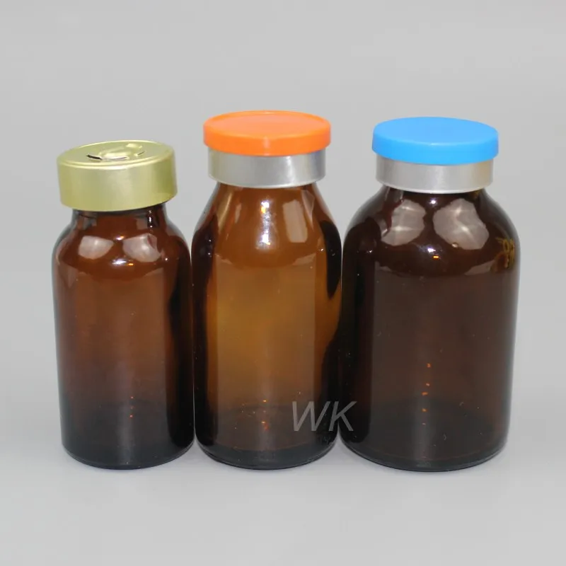 crimp neck amber 10ml 15ml 20ml injection vial for antibiotics pharmaceutical glass bottles with aluminum cover rubber stopper