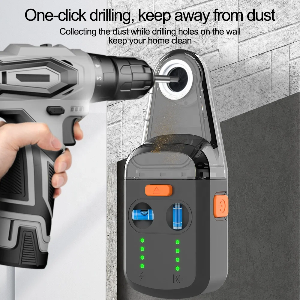 GVDA Laser Level Mobile Bracket Alignment Drilling Tools Electric Suction Vacuum Drilling Dust Collector for Hammer Screwdriver