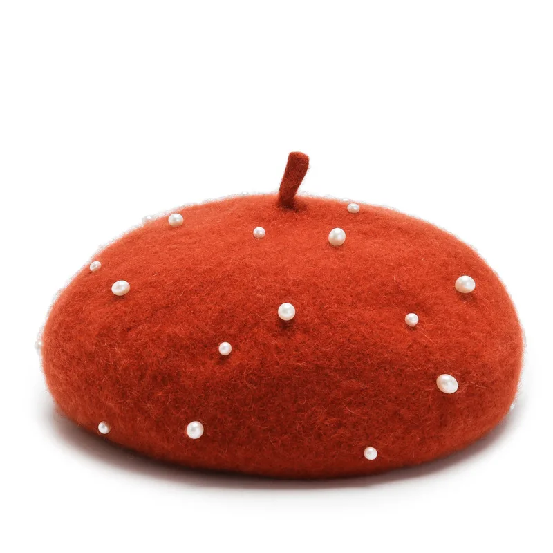 Unisex Cute Pearl Beret Beanie Hats for Kids French Fashion Style for Beach Party Travel Outdoor Use