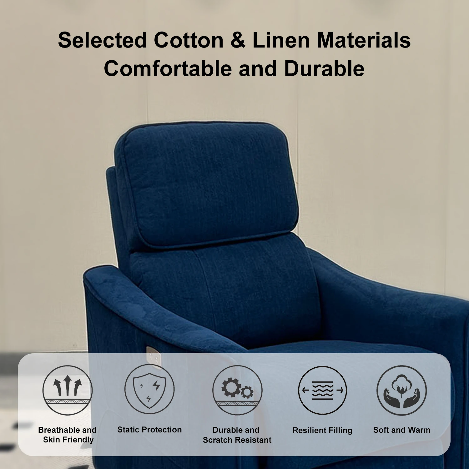 Stock Available Comfortable Fabric  Rest Armchairs Recliner Home Furniture Electric Recliner Multi-Function Sofa