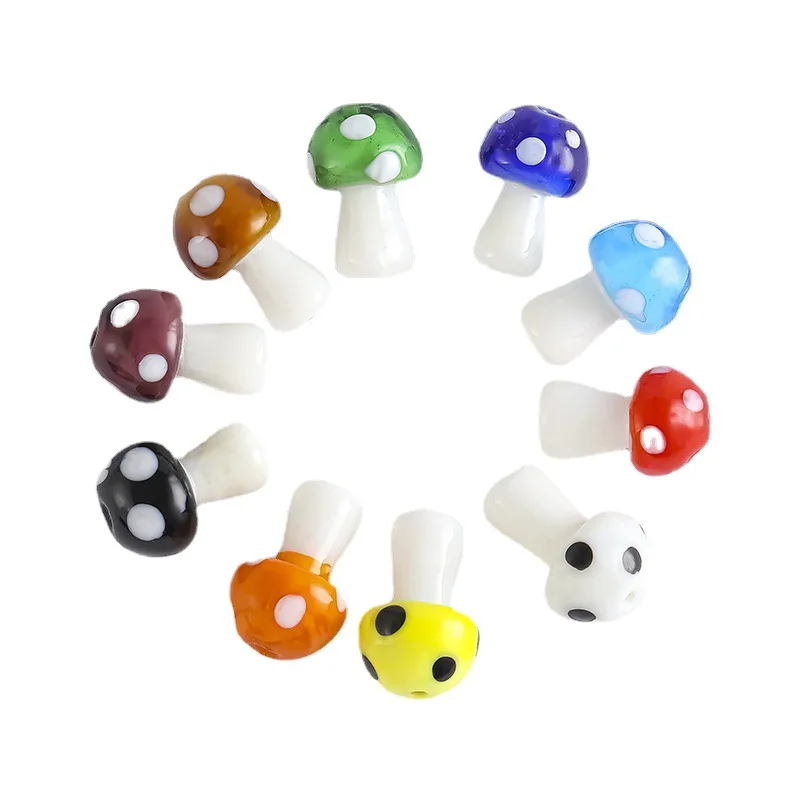 Murano Beads Mixed Colors Lampwork Glass Mushroom Beads for DIY Jewelry Making