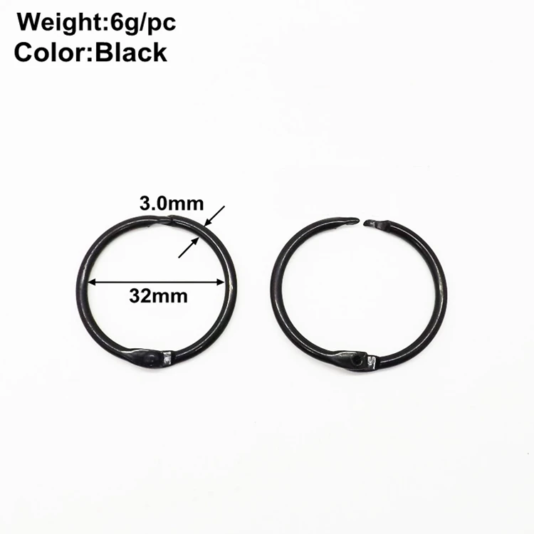 YIWANG Office Stationery Black Metal 1.2 Inch Loose Leaf Binding Ring For Notebook