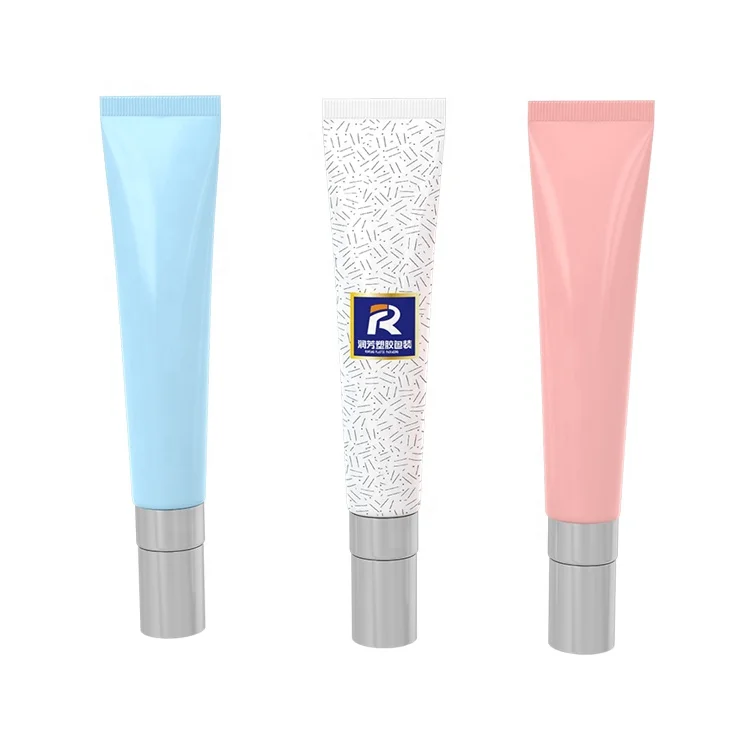 15ml metal applicator empty Eye Cream cosmetic PE lip gloss soft plastic tubes with metal zinc applicator 19mm squeeze container