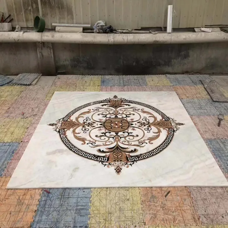 Waterjet flooring marble inlay sun flower designs