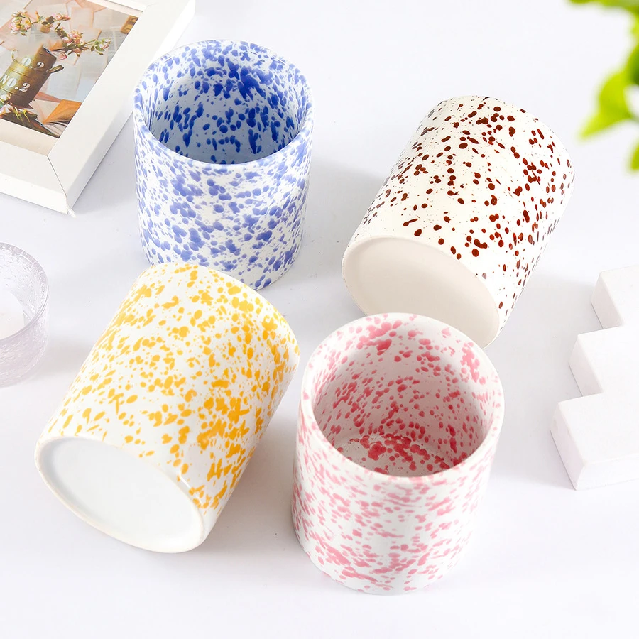 Wholesale Customized Ceramic Massage Candle Different Color Ceramic Candle Jars with Spout Candles