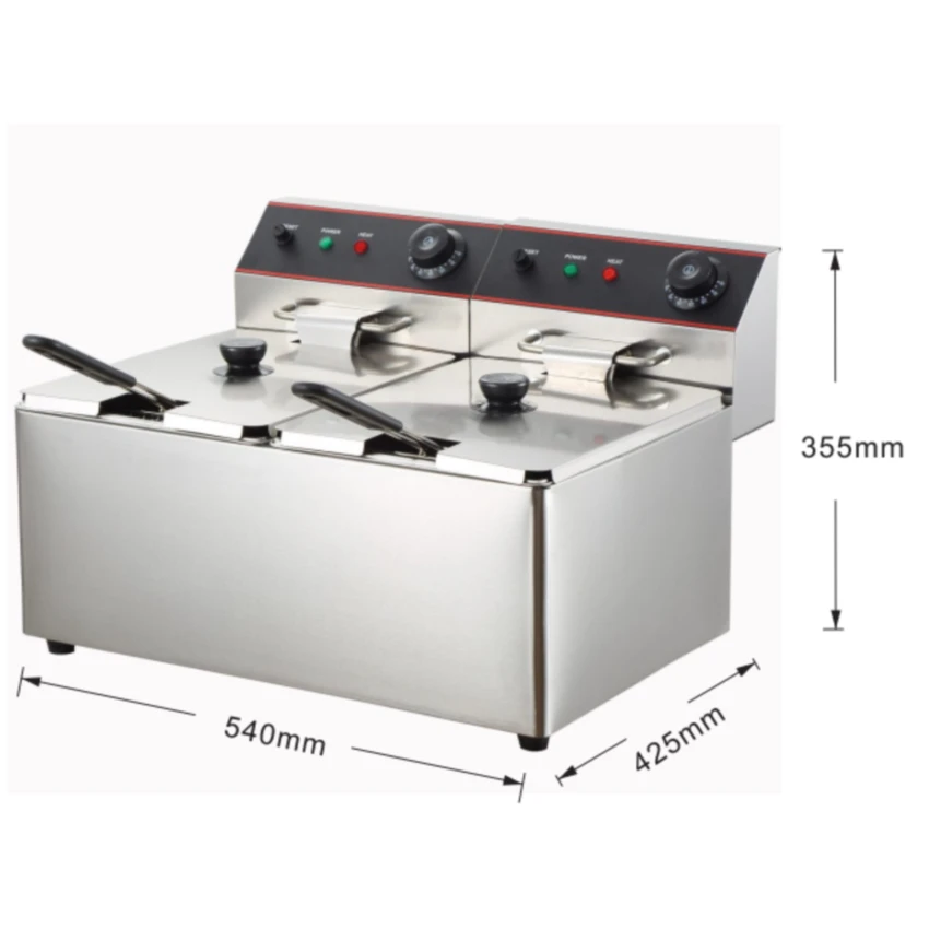 Manufacturers high-quality commercial chip fryer multi-function with 2 deep oil tanks 2 baskets for restaurant food shop hotel