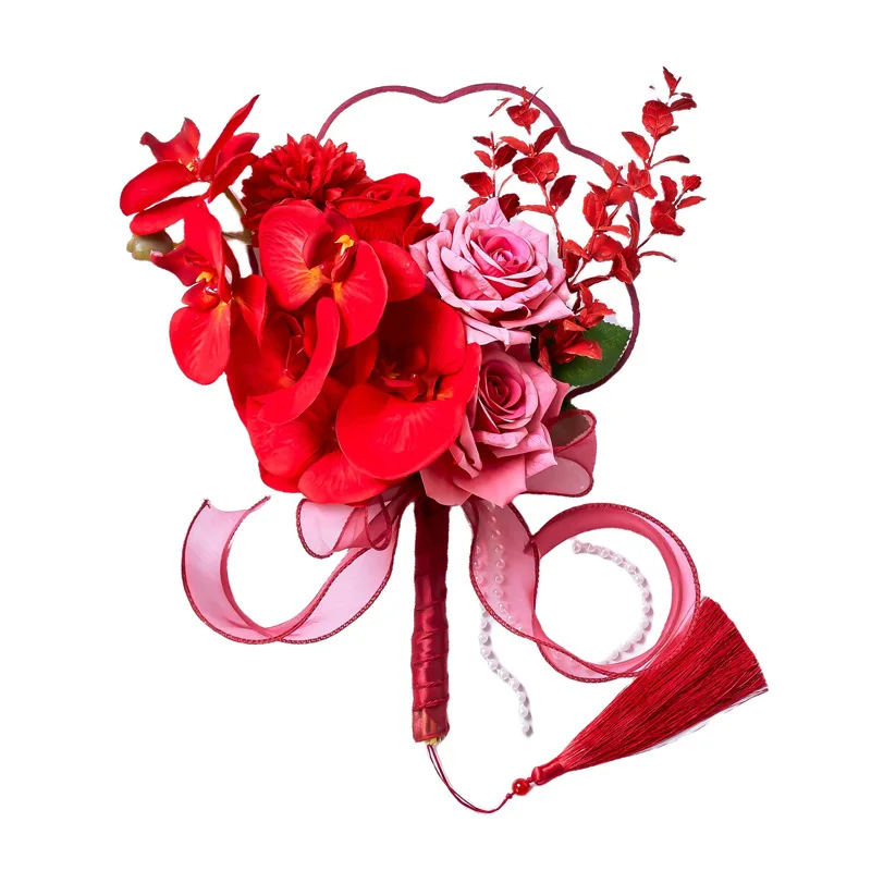 New Chinese style hand held flower wedding bride fan engagement and morning robe fan Photography Wedding Supplies