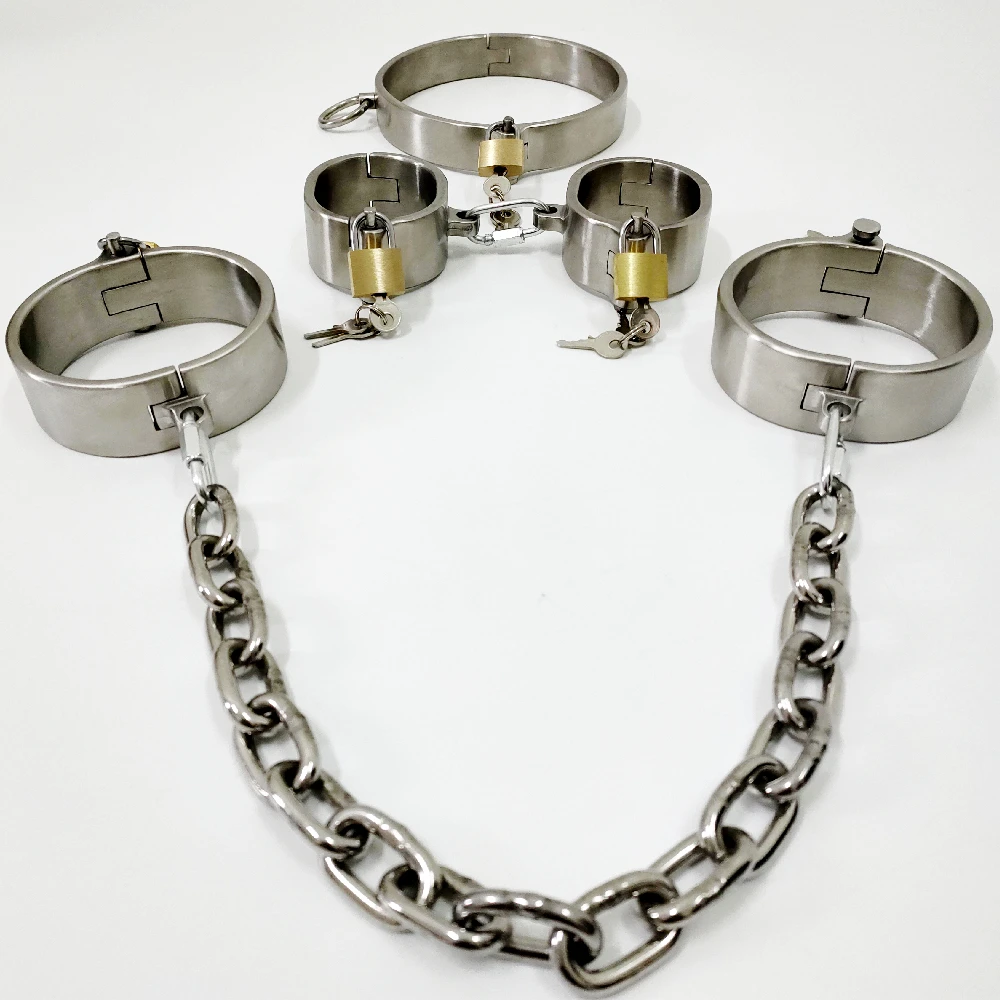 Black Emperor manufacturer new adult alternative sex toys portable 304 stainless steel bolt lock handcuffs and ankles collar