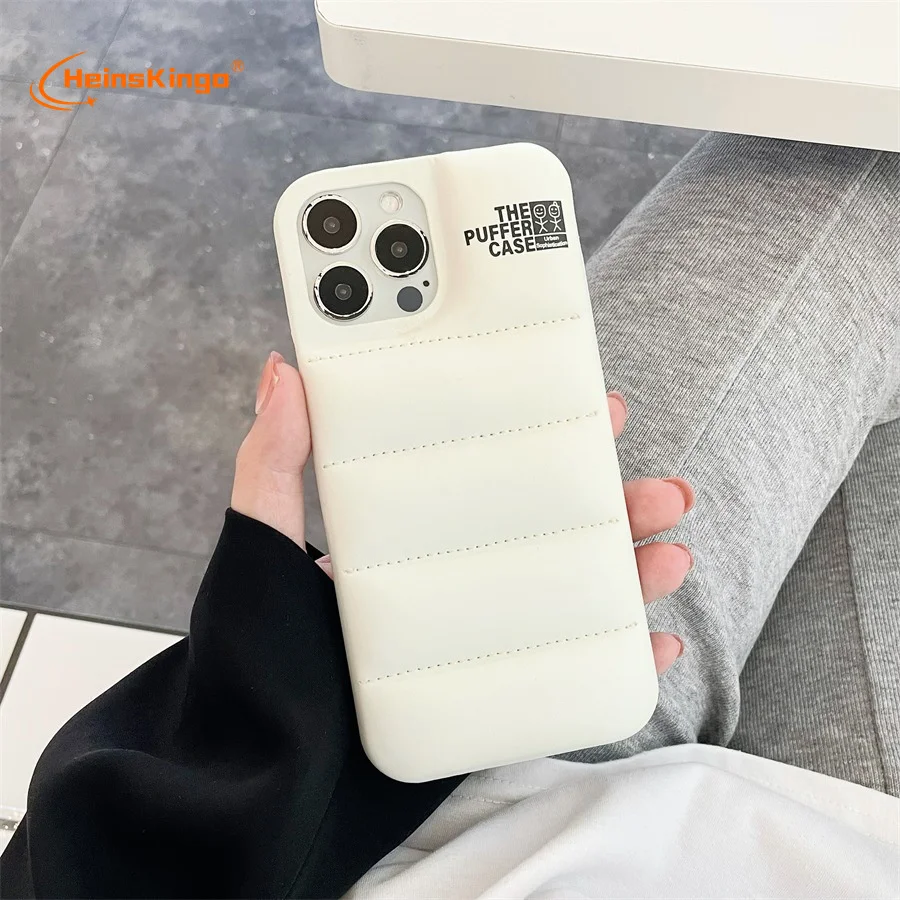 New Puffer Phone Case Soft Silicone Cover Fashion Brand Down Jacket Phone Case For iPhone 13 12 11 Pro Max X XS XR 7 8 Plus