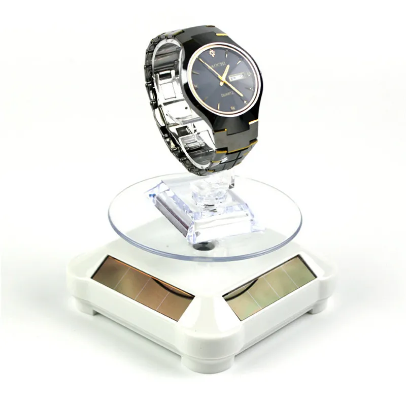 New Solar Display Turntable Double Used Rotating Display Stand for Jewelry Spinner Watch Hobby Collection Shelf