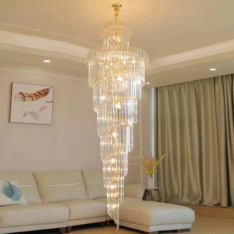 Modern Long Led K9 Crystal Raindrop Chandelier Ceiling Hanging Lights Luxury Crystal Chandelier Decoration Drop Light For Sale