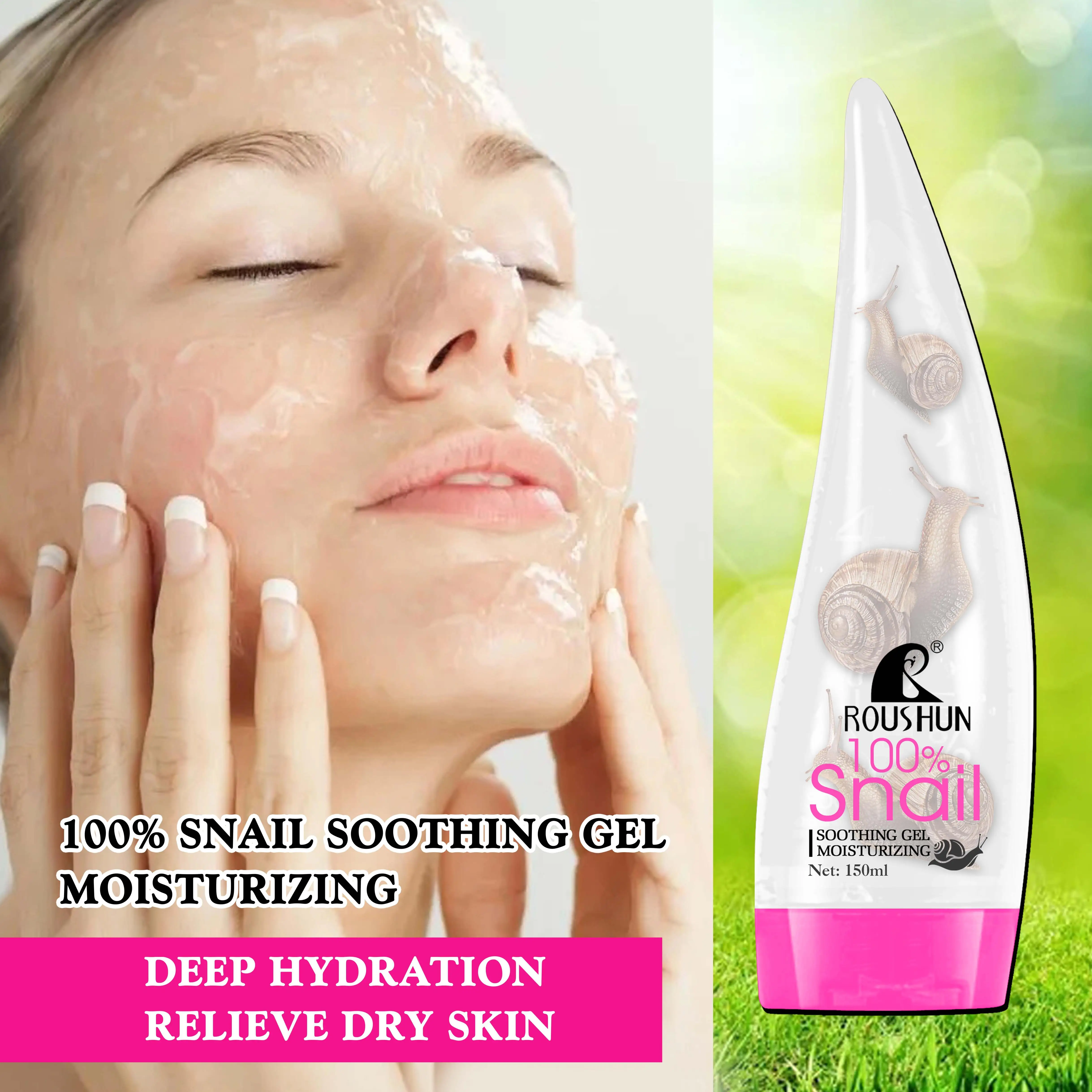 ROUSHUN 100% Snail Soothing Gel Moisture Private Label Acceptable Manufacturer