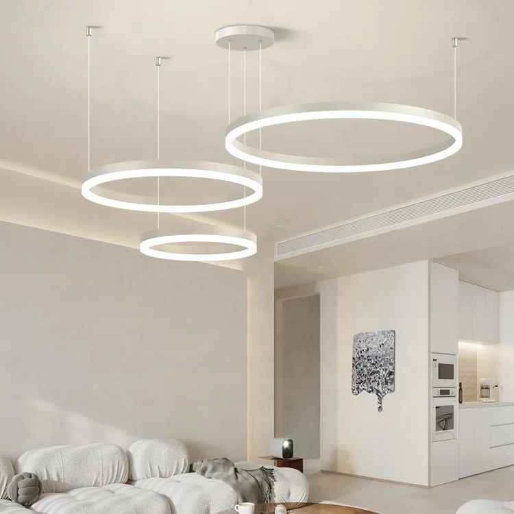 White Nordic LED 3 Color  Contemporary Hanging Ceiling Lamp For Kitchen Island Dining Table Top Chandelier KidRoom Decor