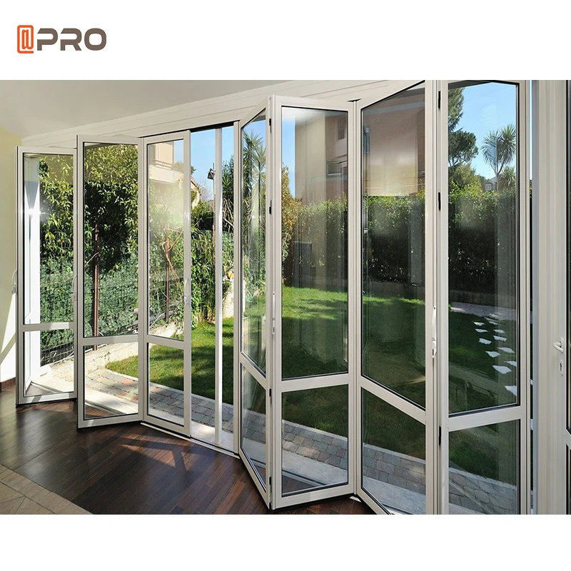 Exterior Aluminium Folded Double Glass Terrace Aluminum Plexiglass Sliding Folding Door Profiles Bi-Folding Doors For Restaurant