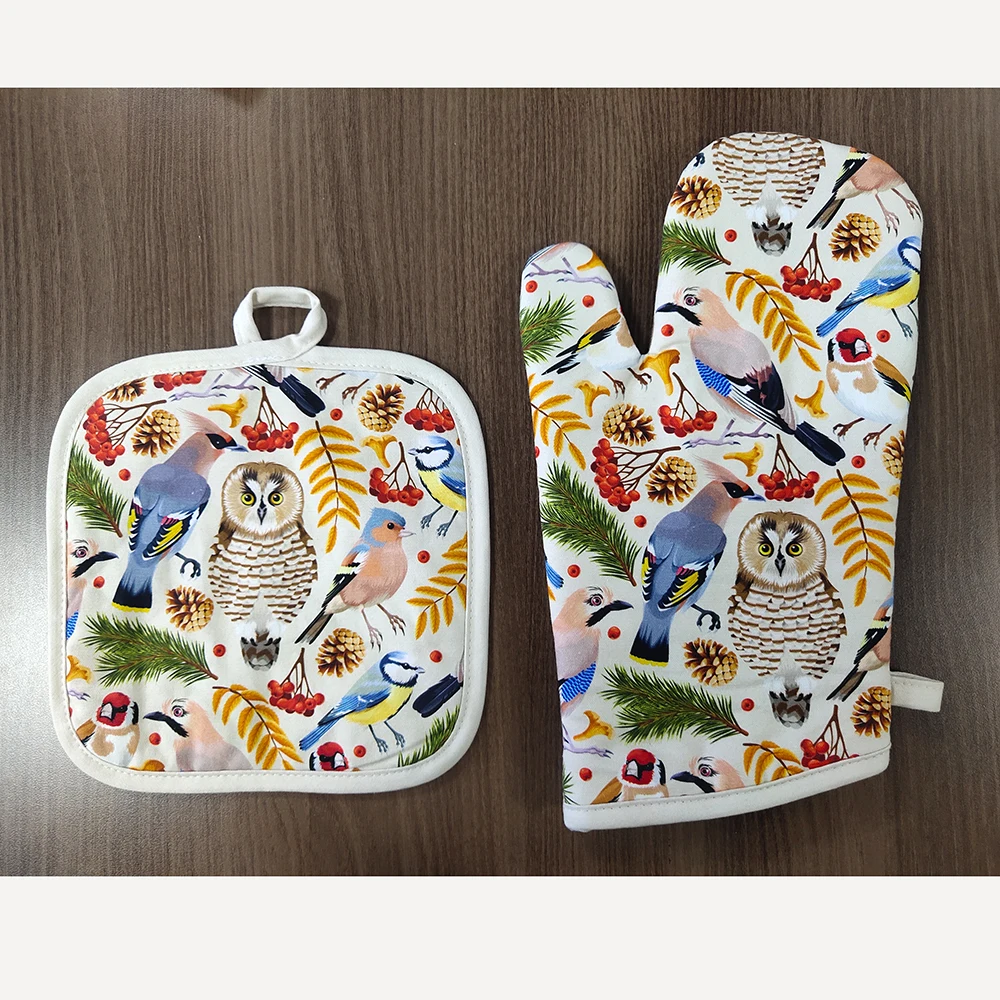 cotton custom digital print BBQ oven mitt oven glove pot holder