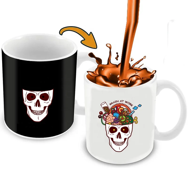  Promotional anime blanks ceramic cups with custom logo magic porcelain mug printing color change