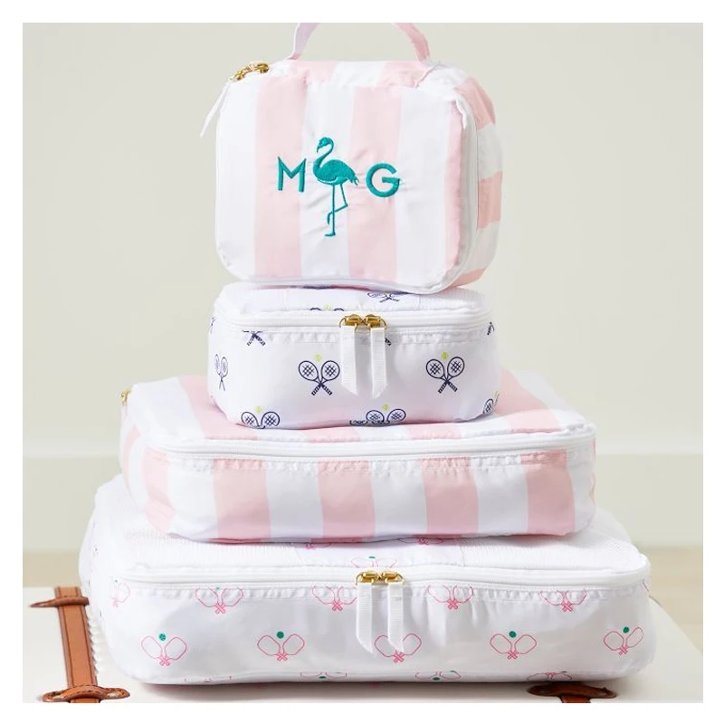 Настраиваемые пастельные нейлоновые упаковочные кубики 6 наборов женских средств по уходу за кожей клетчатая сумка для хранения