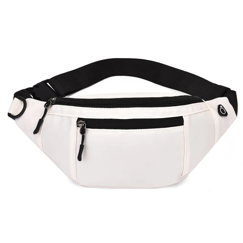 custom logo cheap unisex fanny pack wear-resistant nylon leisure fitness waist bag running bag with earphone hole