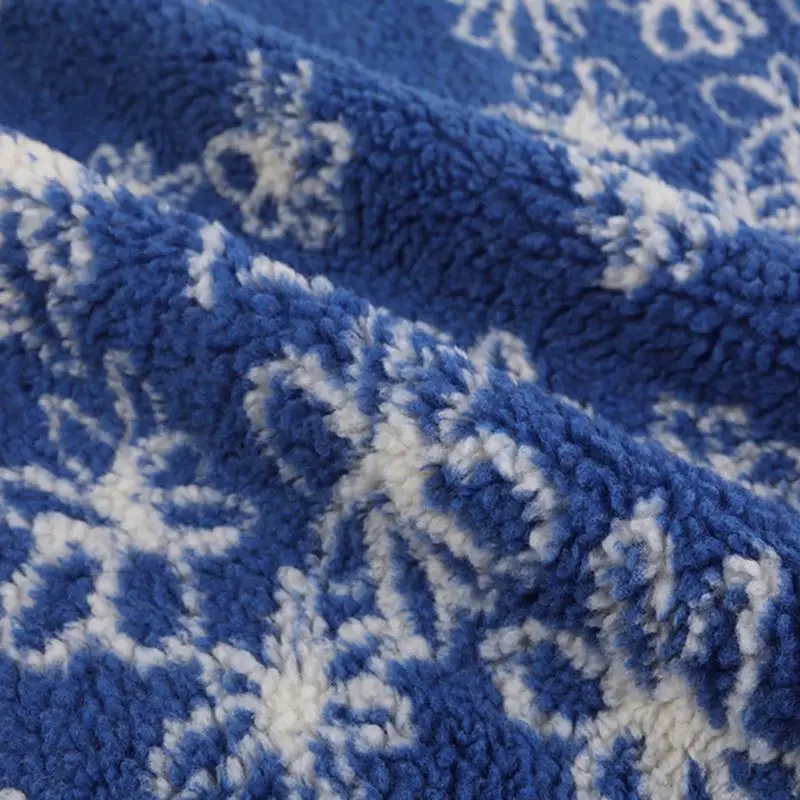 Оптовая продажа полиэстер под заказ ягненок белый искусственный мех ткань цветочный принт