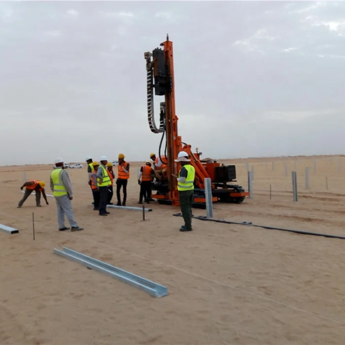 Ground mount solar pv power plant pile ramming machine for pile screw solar structure solar brackets on ground four piles