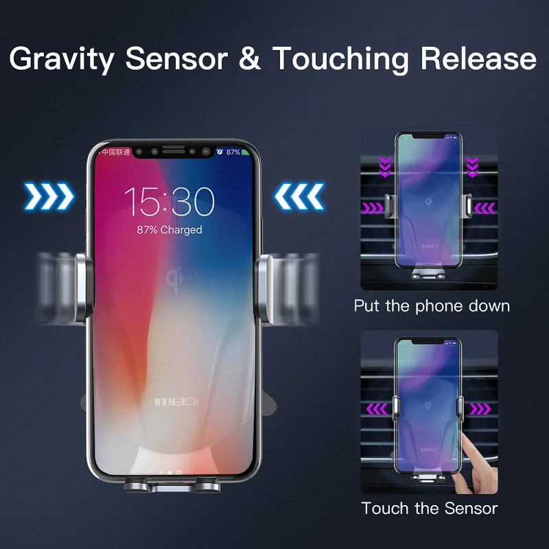 Volant Roc New Upgraded Multifunction Easy Clamp One Touch Qi Fast Charging Car Wireless Charger Holder Stand Quick Charger