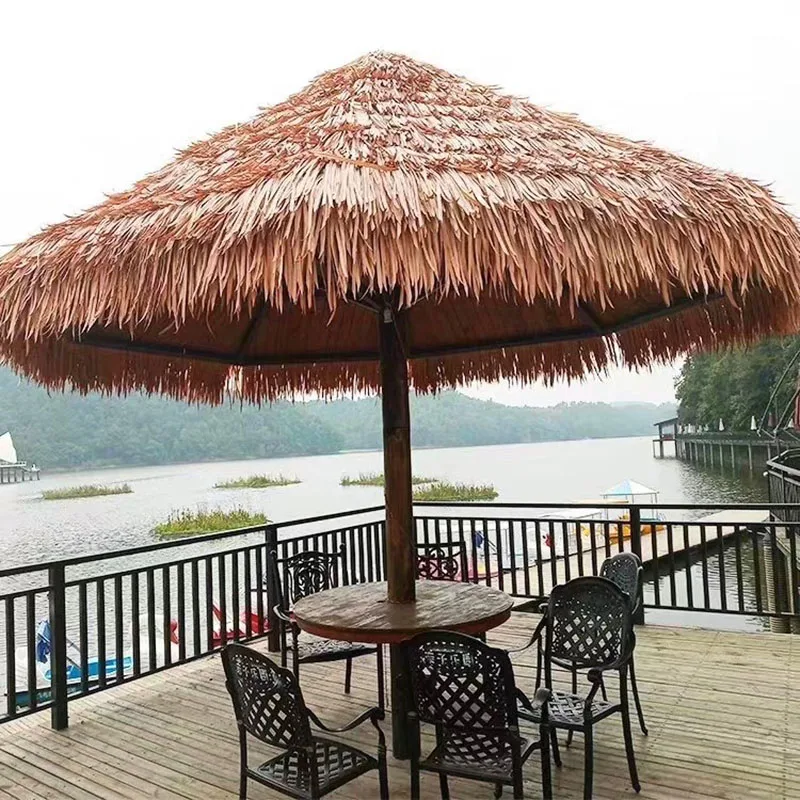 PE Easy Installation Straw Yellow Artificial Plastic Thatch for Tiki Hut Synthetic Thatch Roof