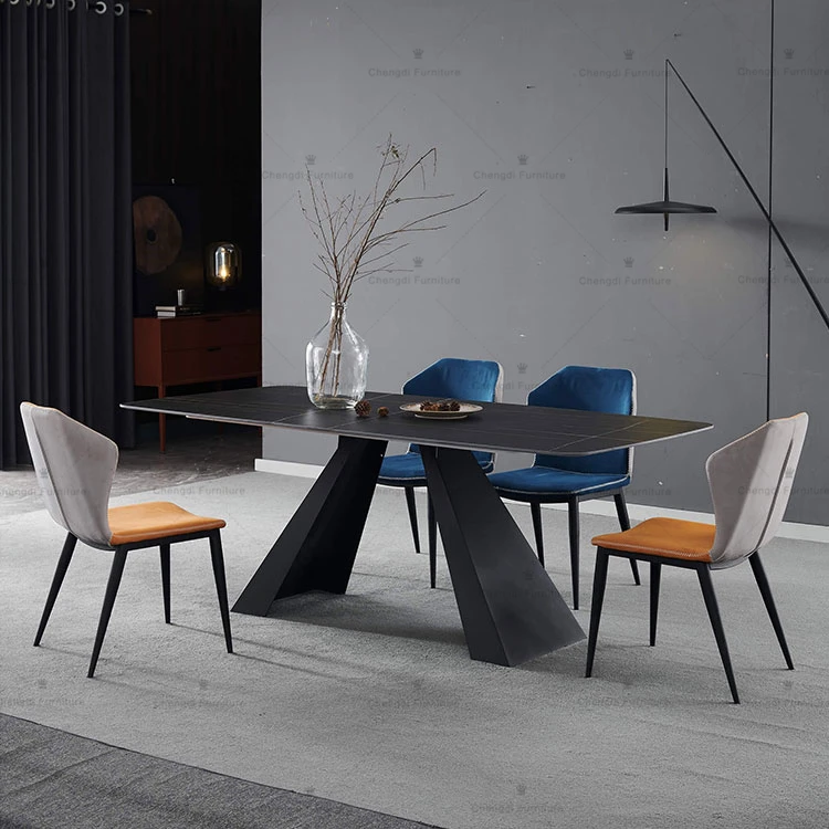 modern home furniture luxurious dining table and chair marble in guangzhou sintered stone