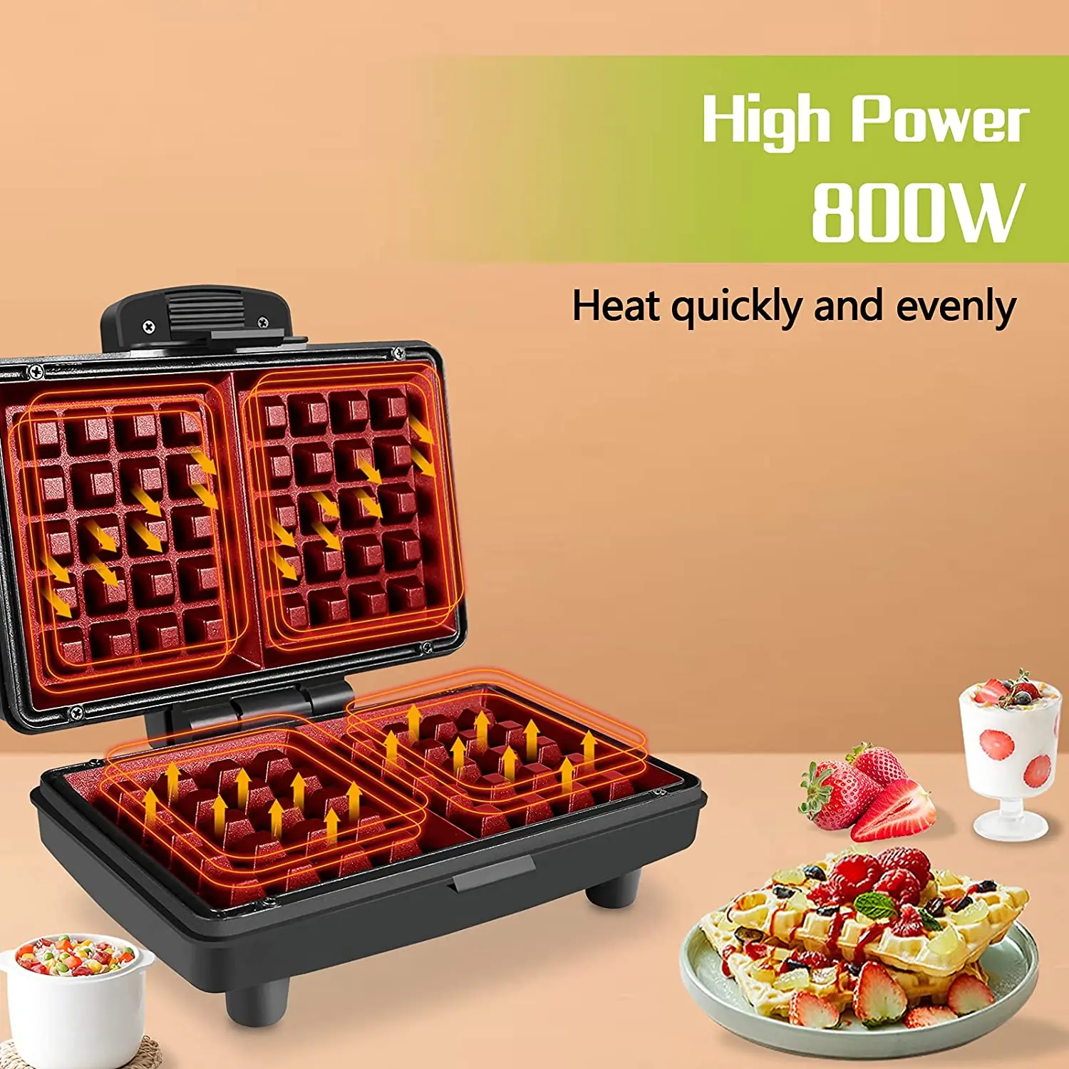 Maibo Factory Wholesale Electric 800 Watts Fast Heating Cool Touch Handle 3-in-1 Sandwich Toaster Egg Waffle Maker