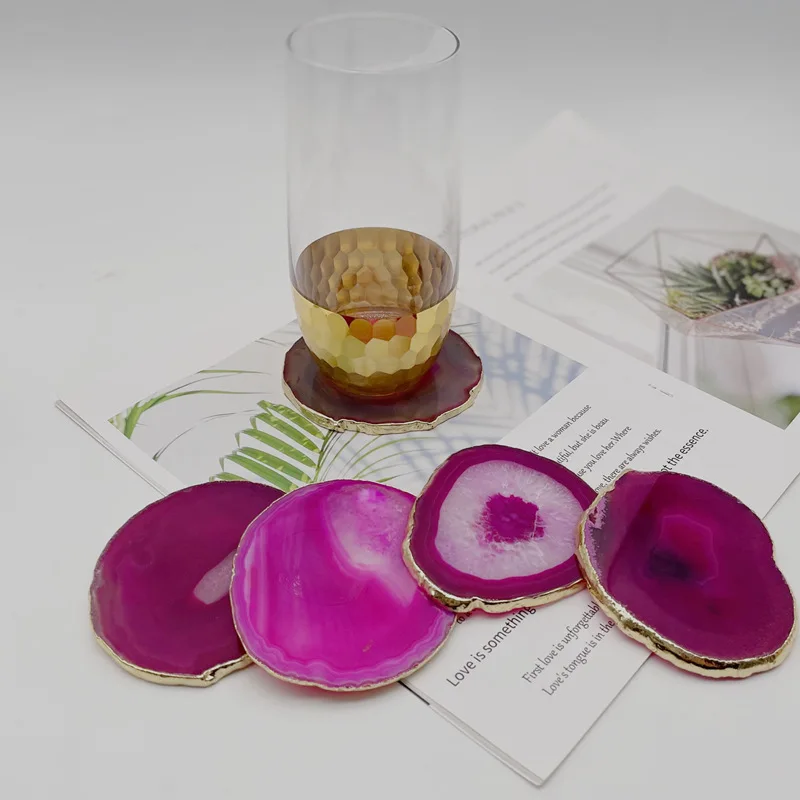 2023 Ins Home Decor Natural Shape Agate Slice Coaster Set Large Agate Coaster