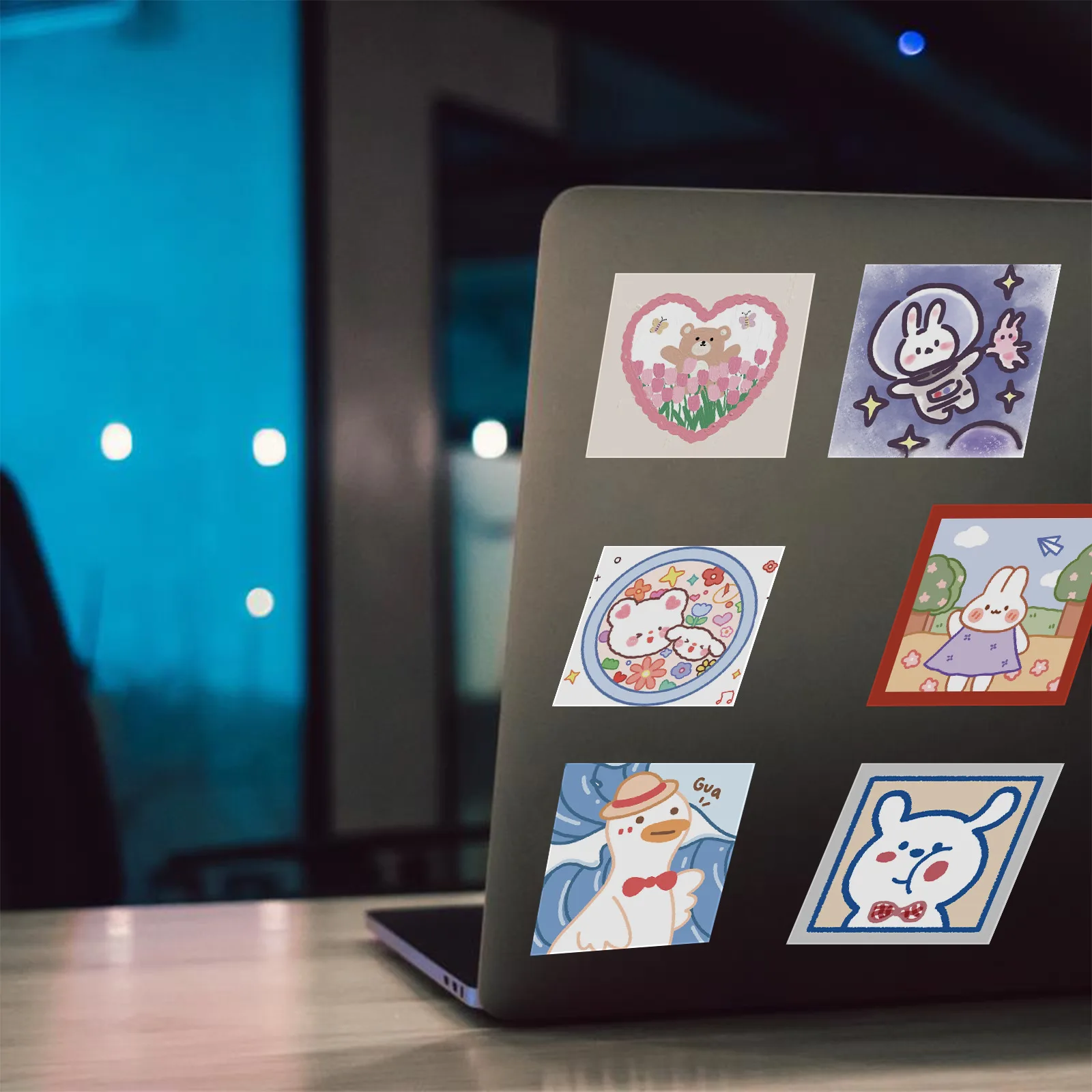 
50PCS Cute cartoon character animal pink girls rabbit bear animal sticker Luggage Computer Mobile Phone Creative label Sticker 