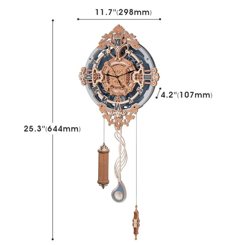 Robotime Rokr Home Decoration Wood Crafts LC701 Mechanical Gear Romantic Note Wall Clock Wooden 3D Puzzles