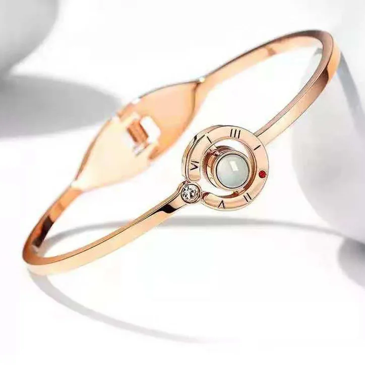 Handmade Rope Stainless Steel Customized Photo 100 Language I Love You Projection Couple Gift Bracelet